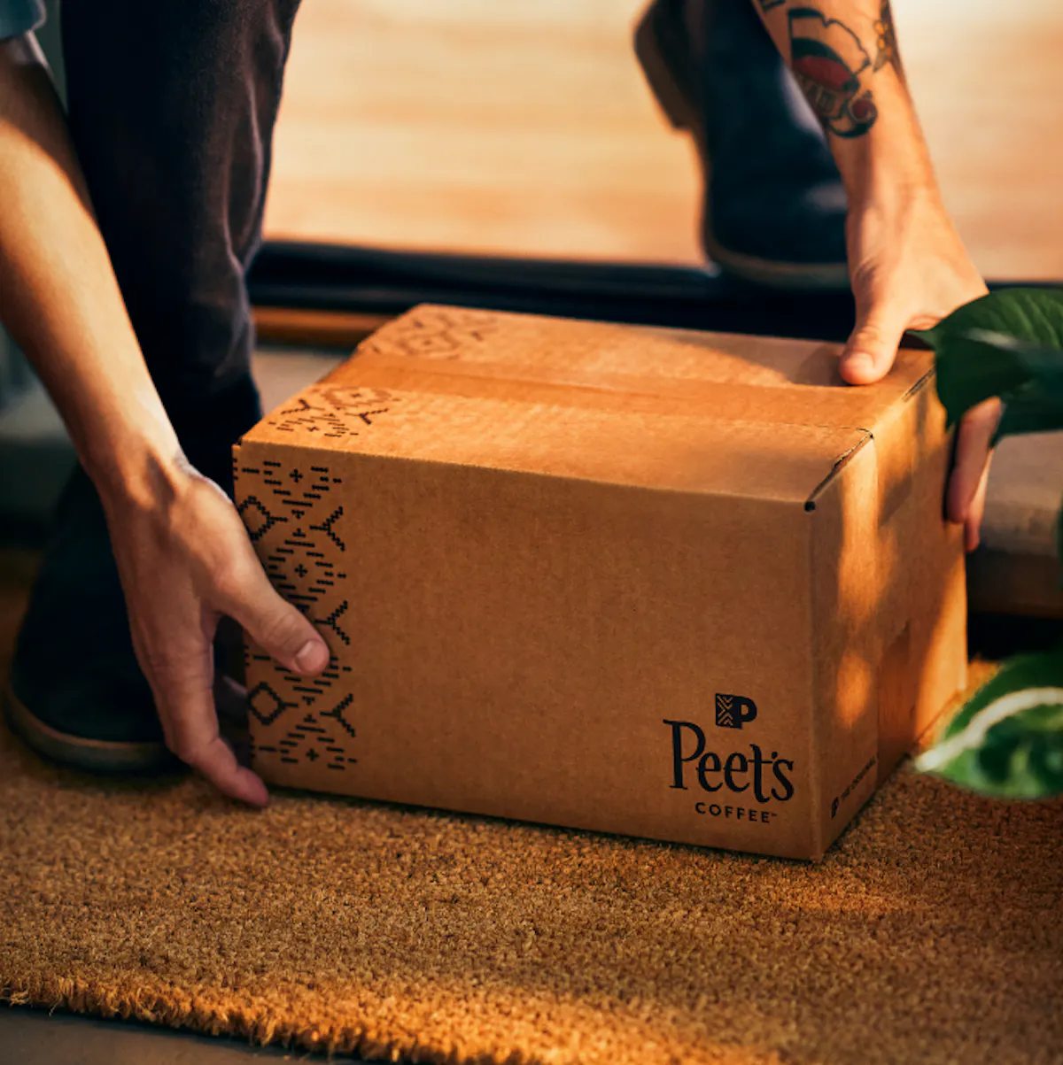 Peet's coffee subscription box on doorstep